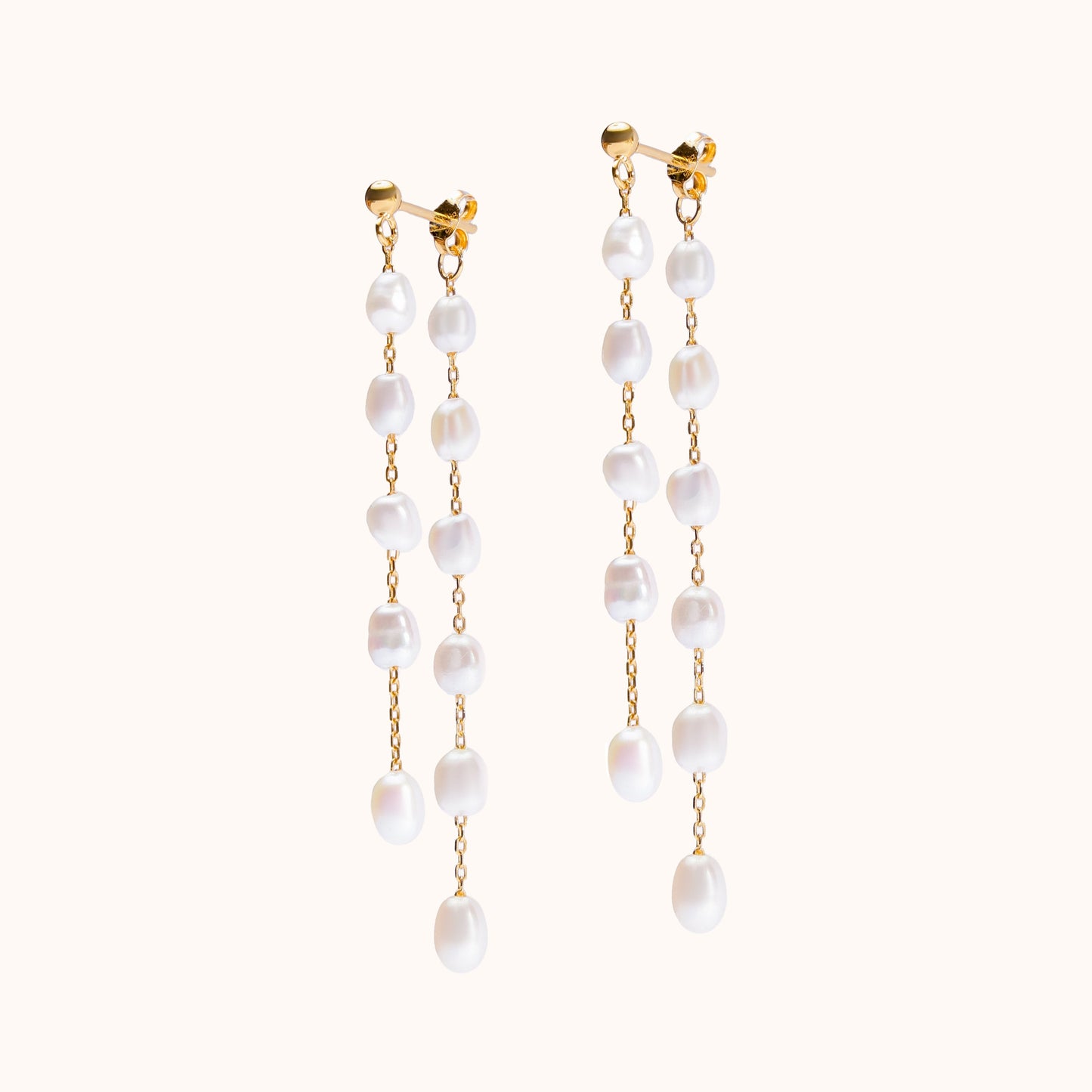 Double strand pearl dangling earrings. Perfect for weddings