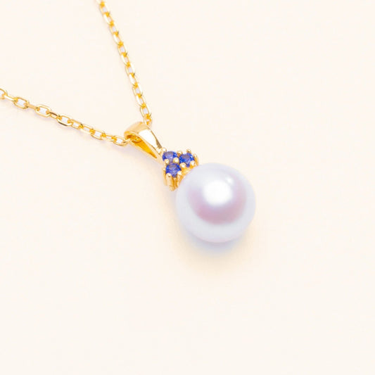 Trinity Pearl Pendant (Sapphire)