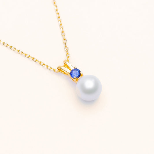 Halo Pearl Pendant (Sapphire)